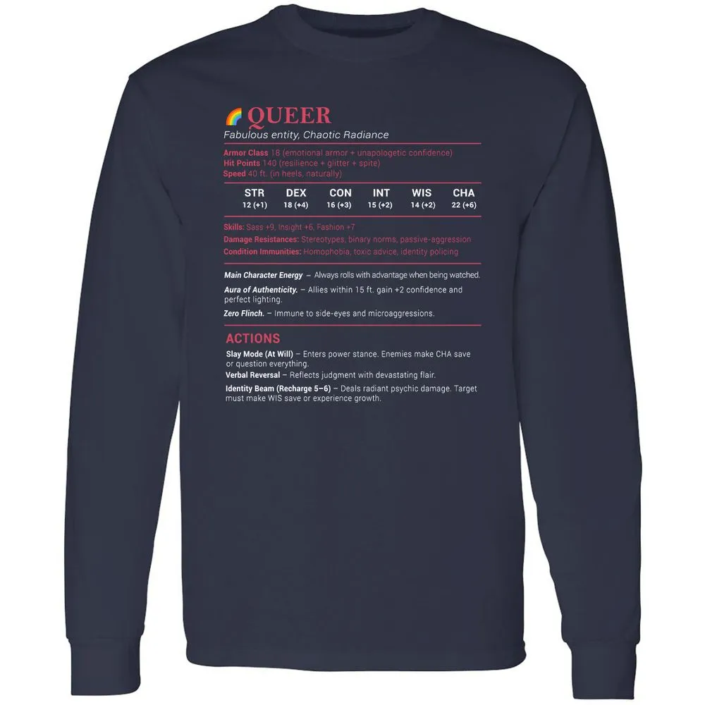 Queer Stats Long Sleeve T-Shirt - Navy - 2