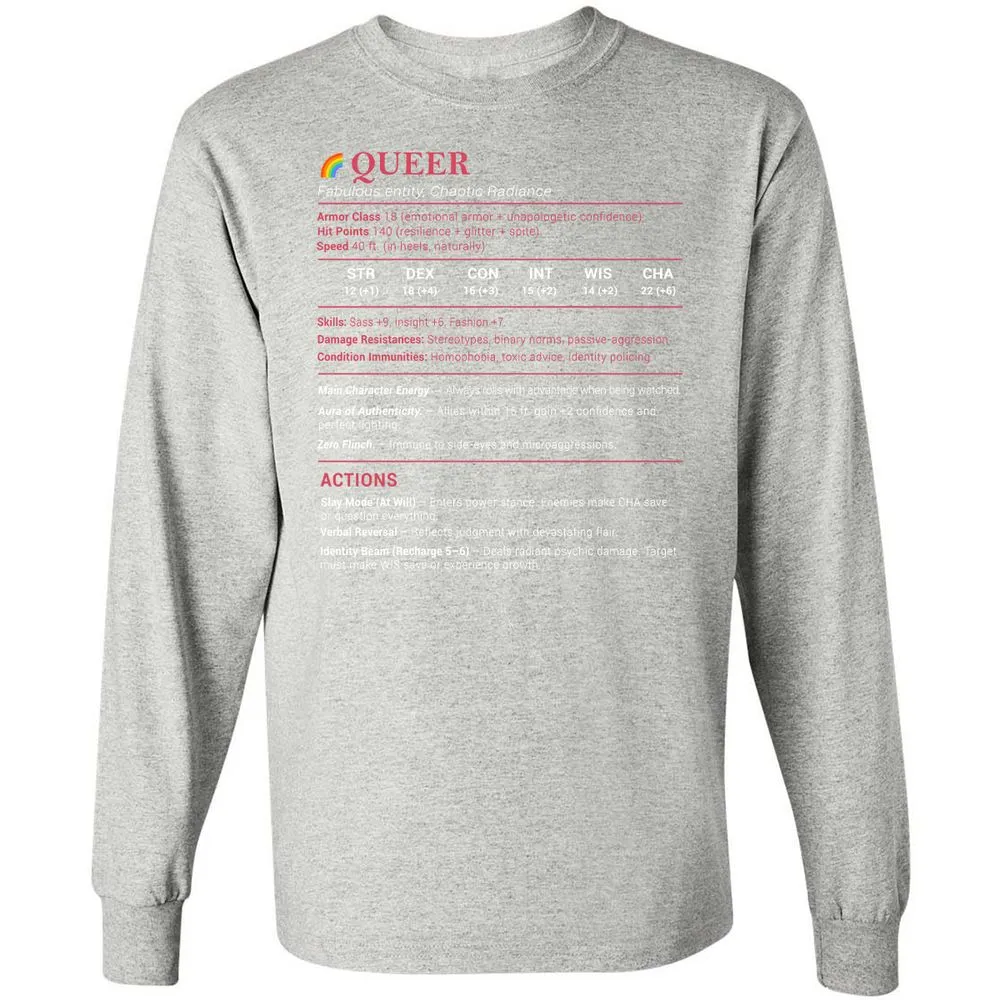 Queer Stats Long Sleeve T-Shirt - Ash - 7