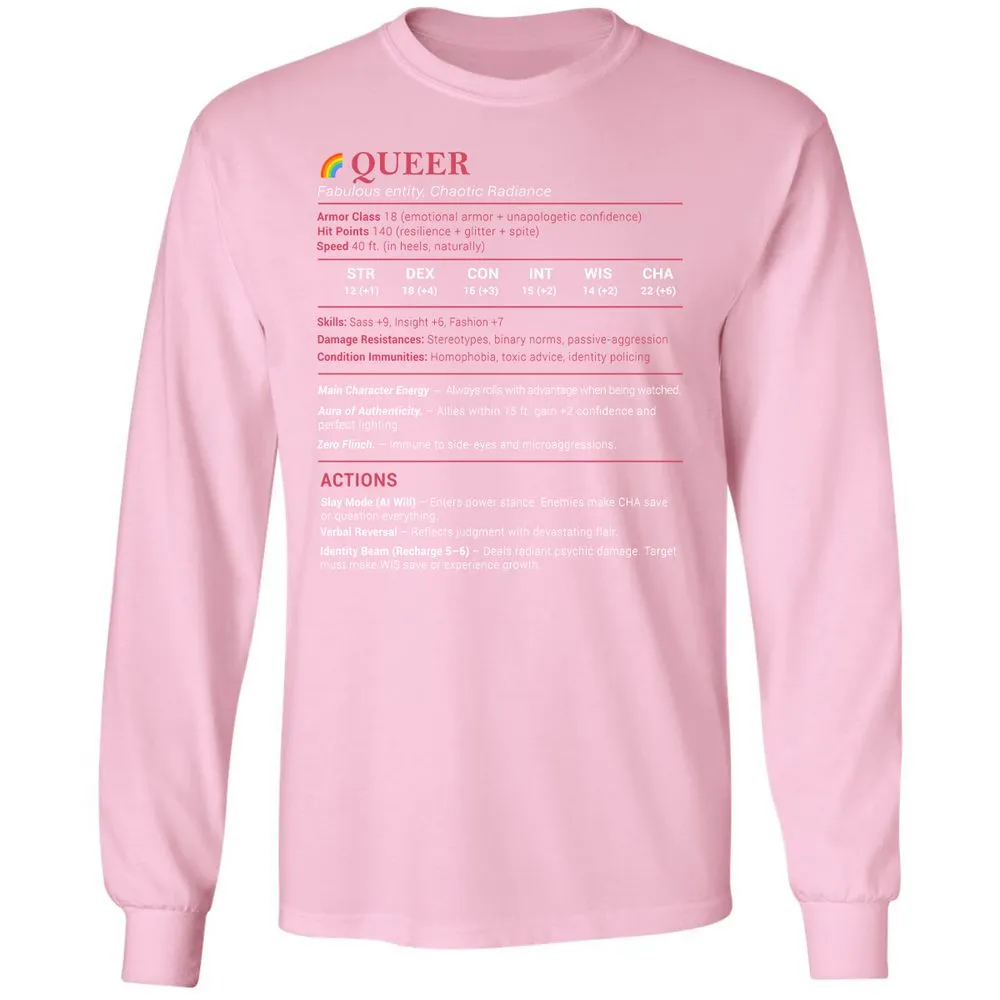 Queer Stats Long Sleeve T-Shirt - Light Pink - 3