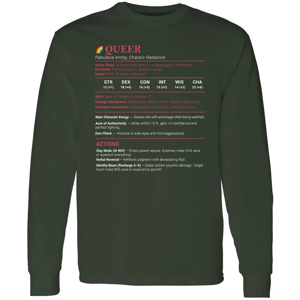 Queer Stats Long Sleeve T-Shirt - Forest Green - 4