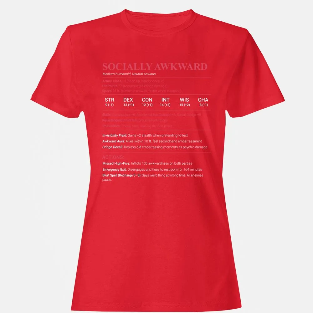 Socially Awkward Stats Women's T-Shirt - Red - 13