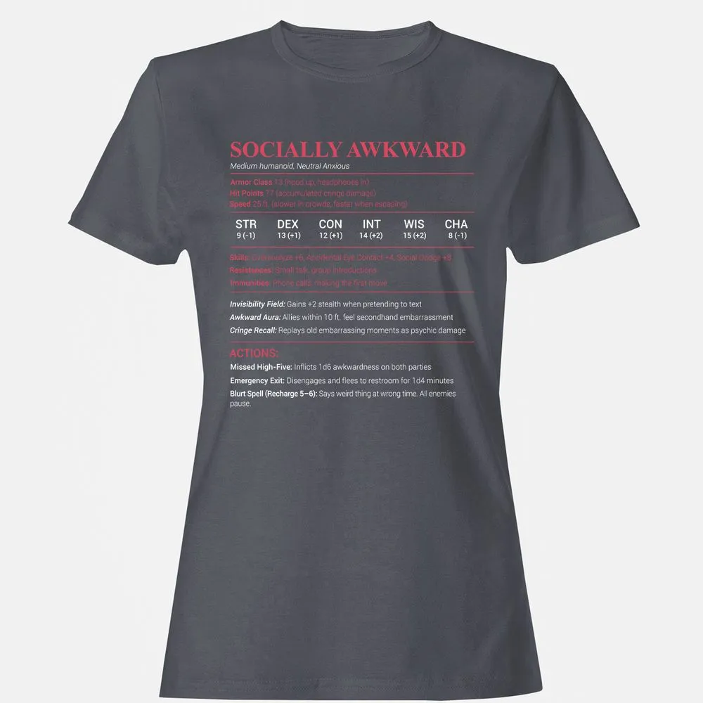 Socially Awkward Stats Women's T-Shirt - Dark Heather - 5