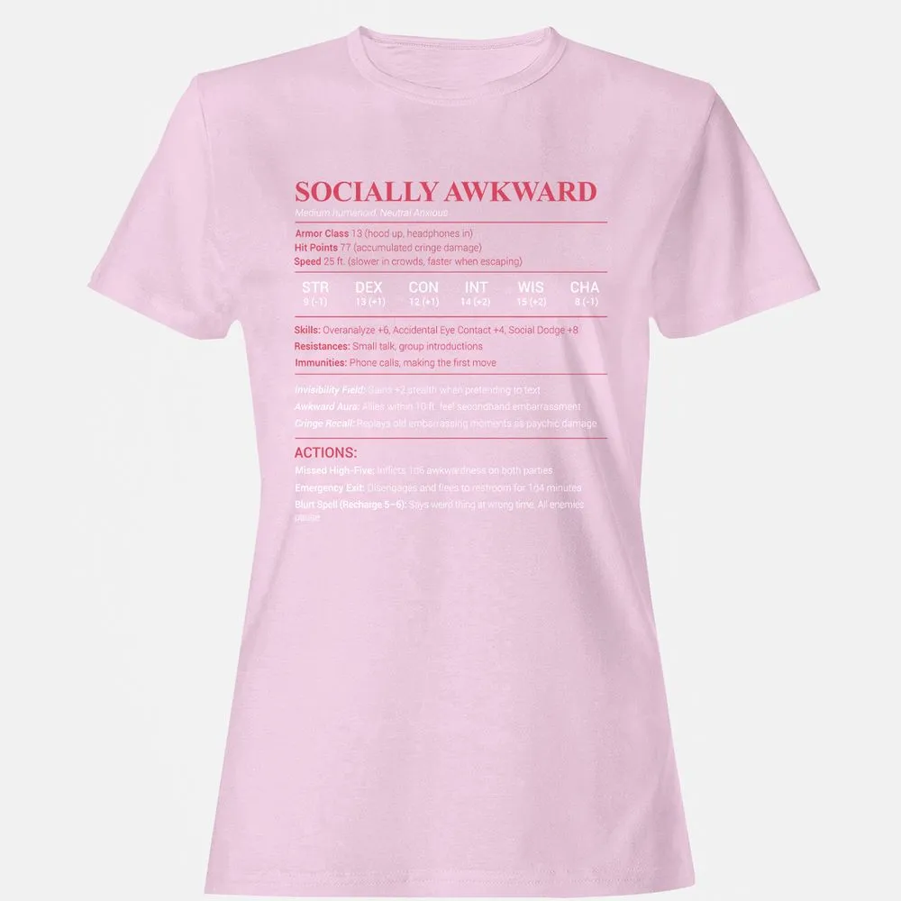 Socially Awkward Stats Women's T-Shirt - Light Pink - 9