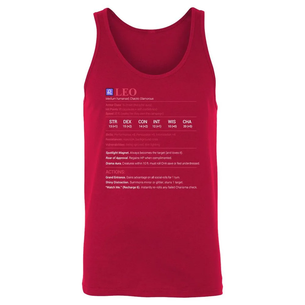 Leo Stats Unisex Jersey Tank - Red - 11