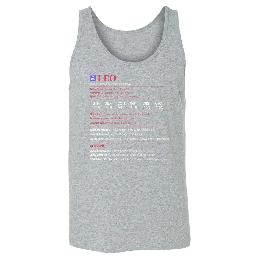 Leo Stats Unisex Jersey Tank - Athletic Heather - 4
