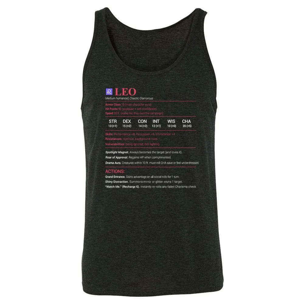 Leo Stats Unisex Jersey Tank - Charcoal Black Triblend - 5