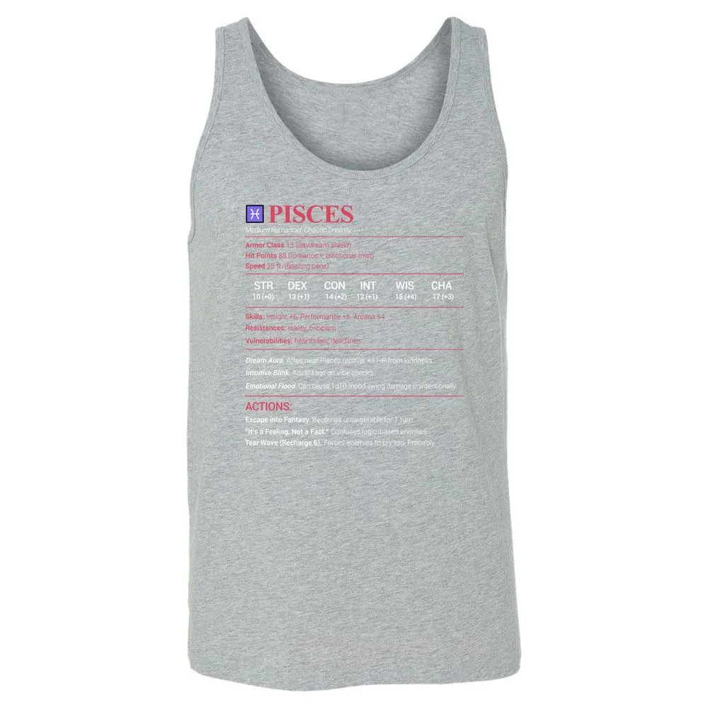 Pisces Stats Unisex Jersey Tank - Athletic Heather - 4