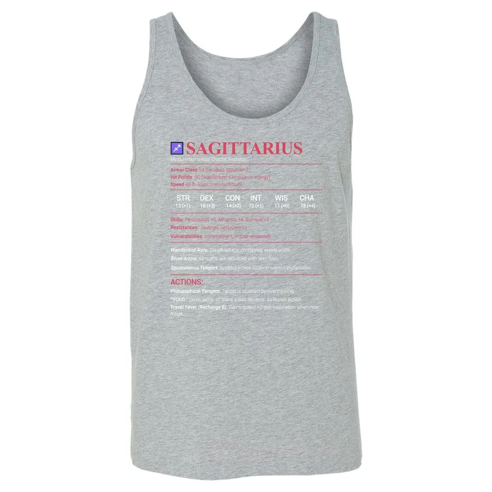 Sagittarius Stats Unisex Jersey Tank - Athletic Heather - 4
