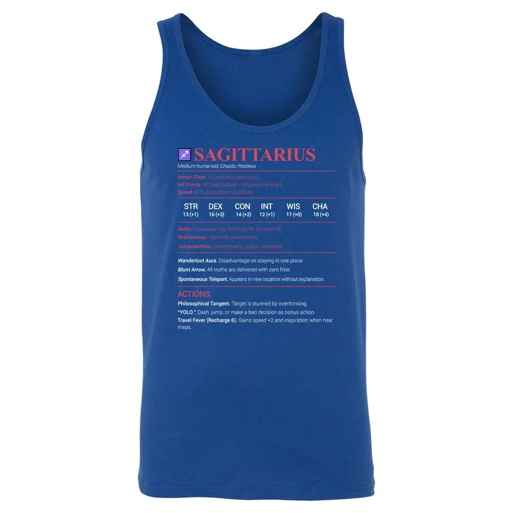 Sagittarius Stats Unisex Jersey Tank - True Royal - 13