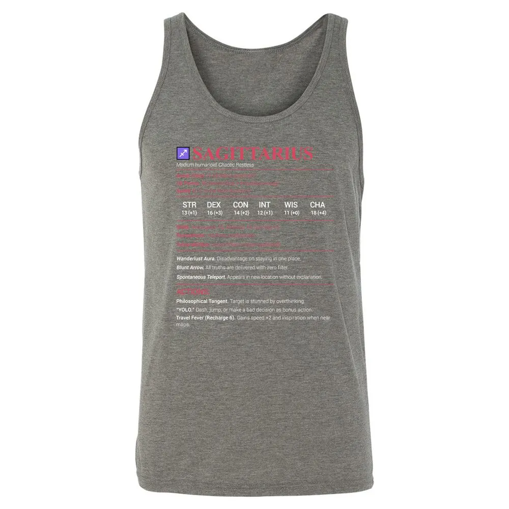 Sagittarius Stats Unisex Jersey Tank - Grey Triblend - 8