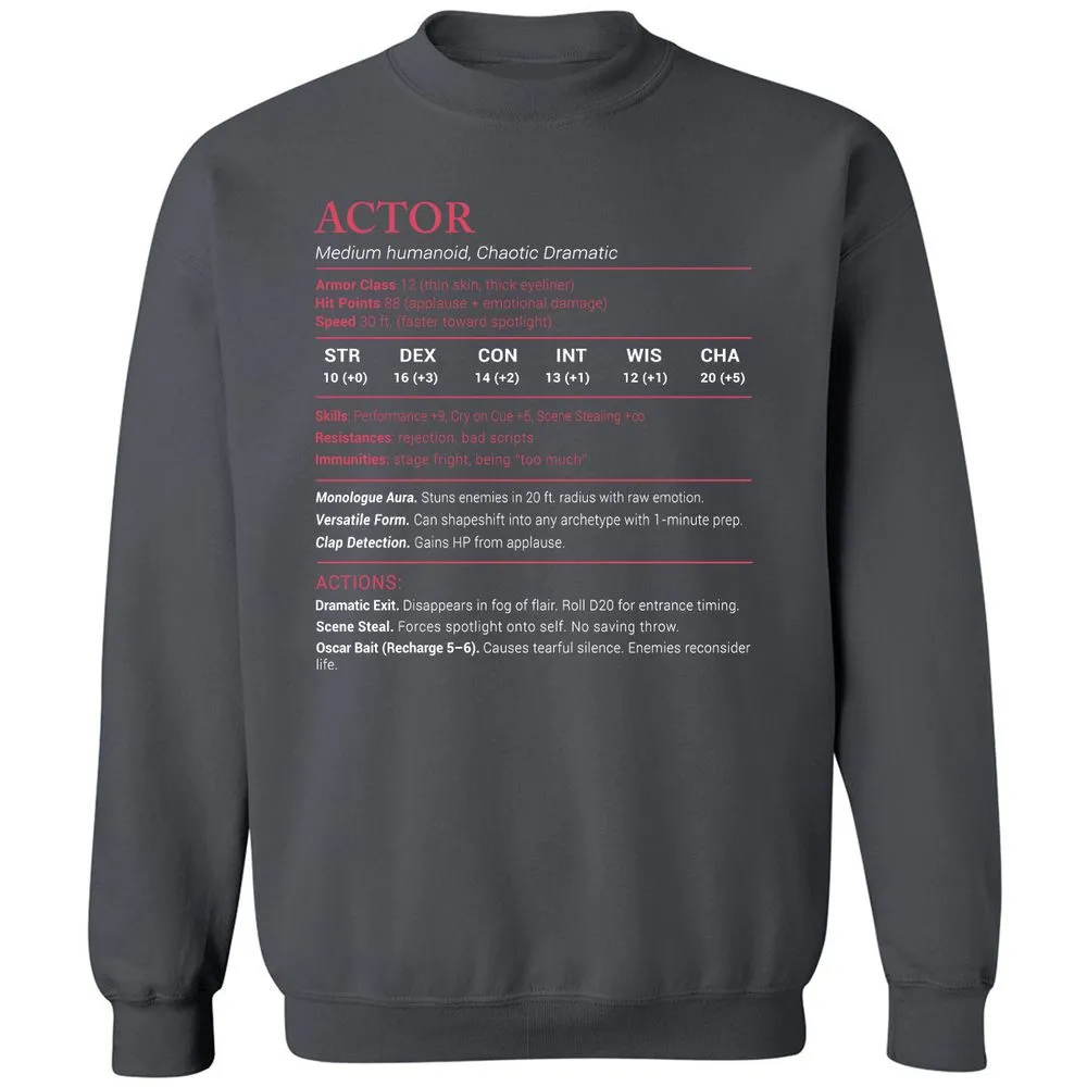 Actor Stats Classic Unisex Sweatshirt - Charcoal - 7