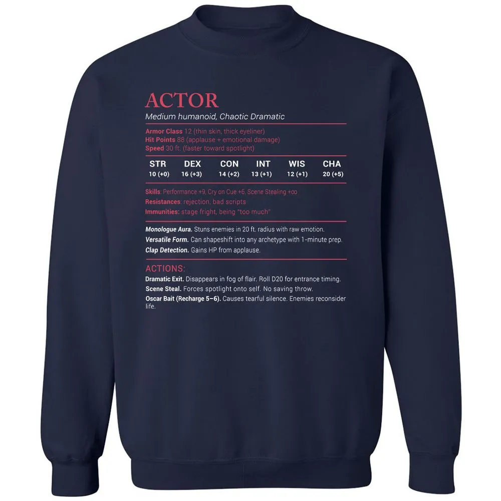 Actor Stats Classic Unisex Sweatshirt - Navy - 2