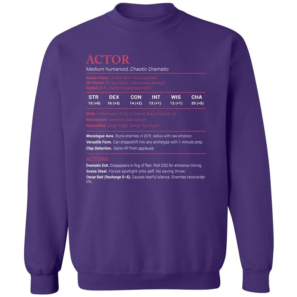 Actor Stats Classic Unisex Sweatshirt - Purple - 6
