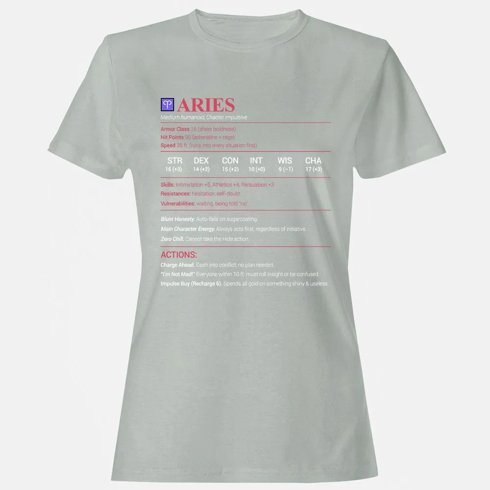 Aries Stats Women's T-Shirt - Ash - 2