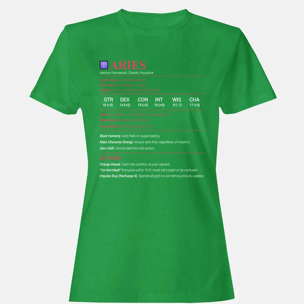 Aries Stats Women's T-Shirt - Irish Green - 7