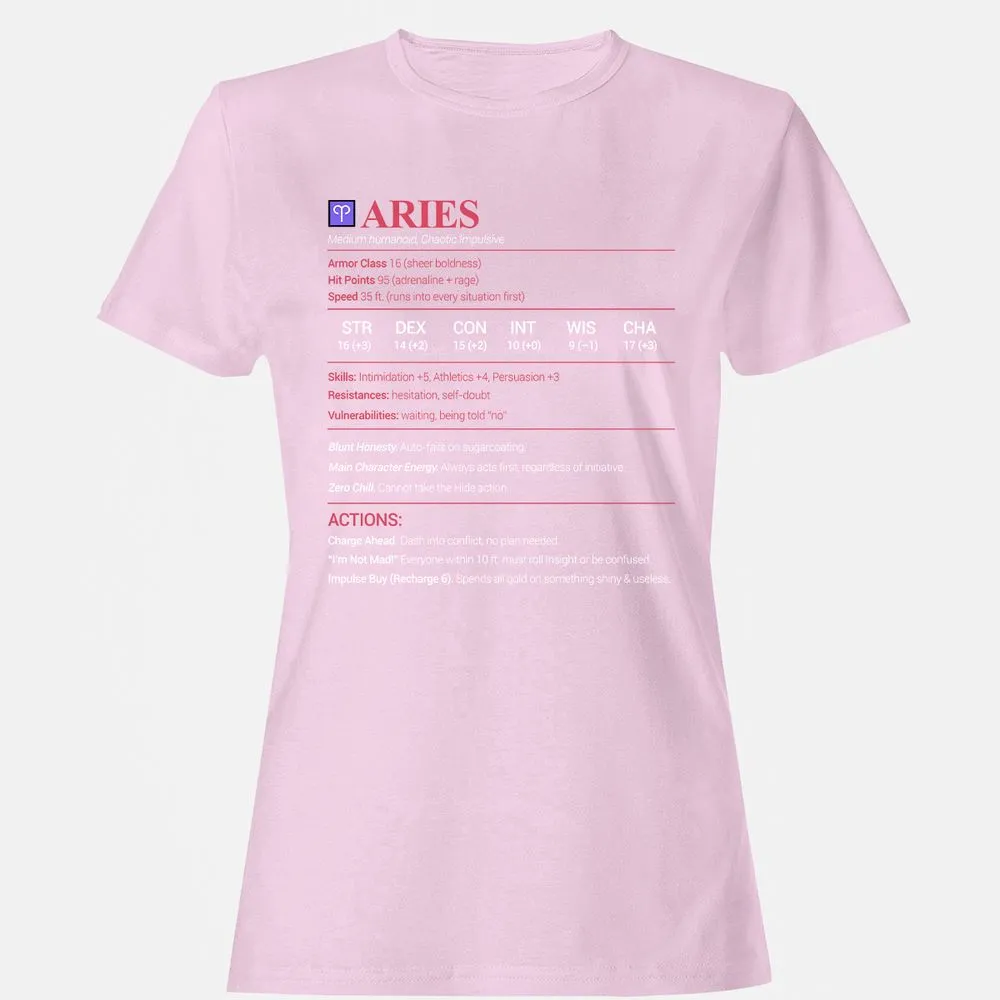 Aries Stats Women's T-Shirt - Light Pink - 9