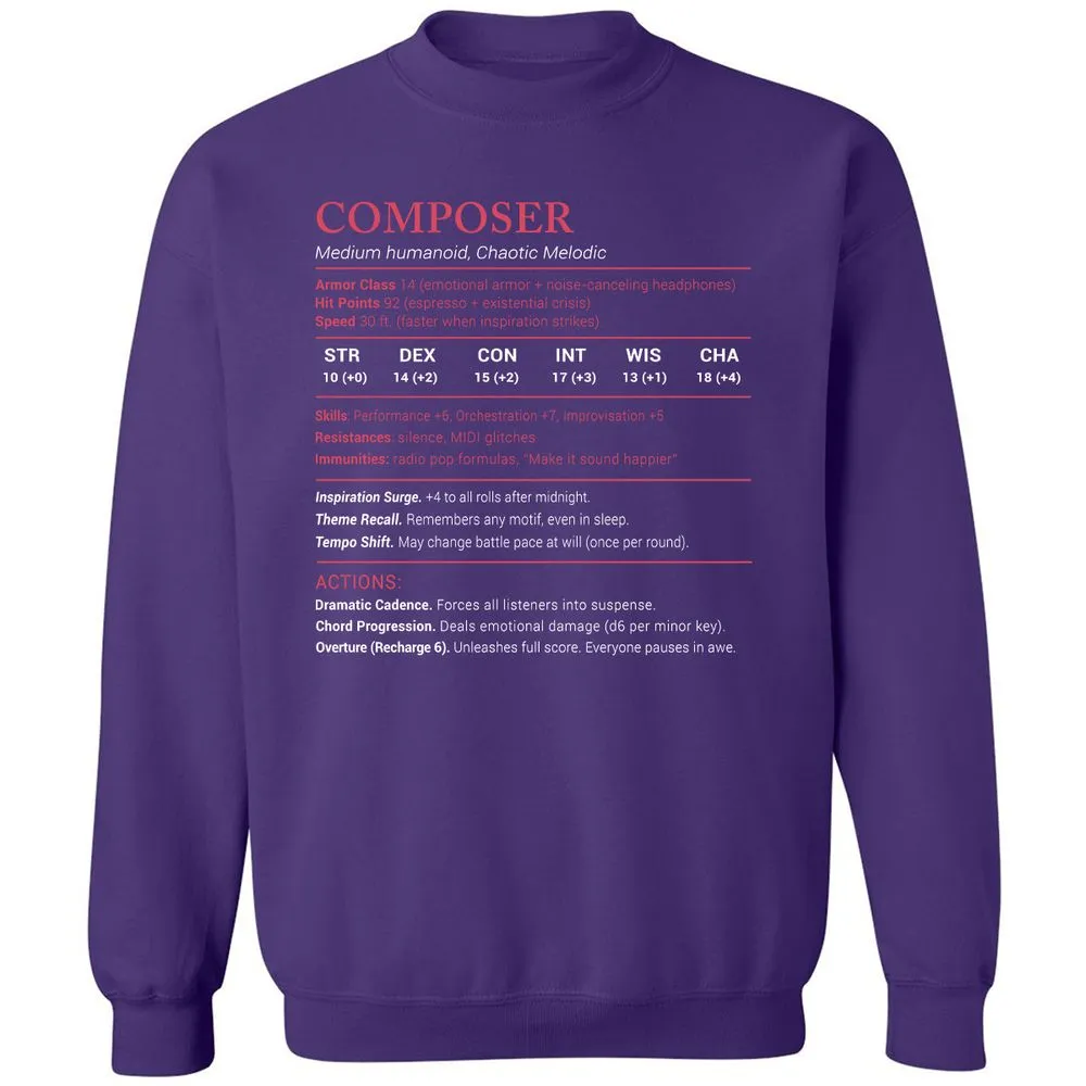 Composer Stats Classic Unisex Sweatshirt - Purple - 6