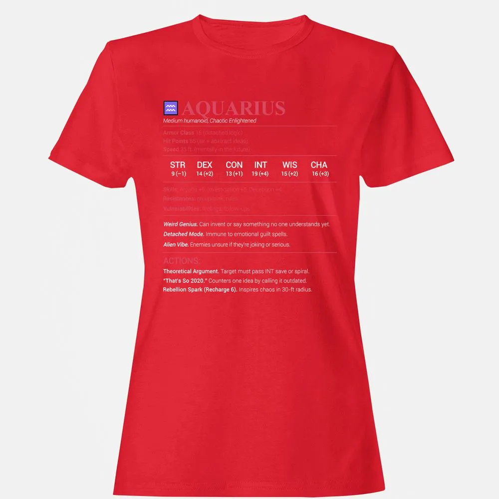 Aquarius Stats Women's T-Shirt - Red - 13