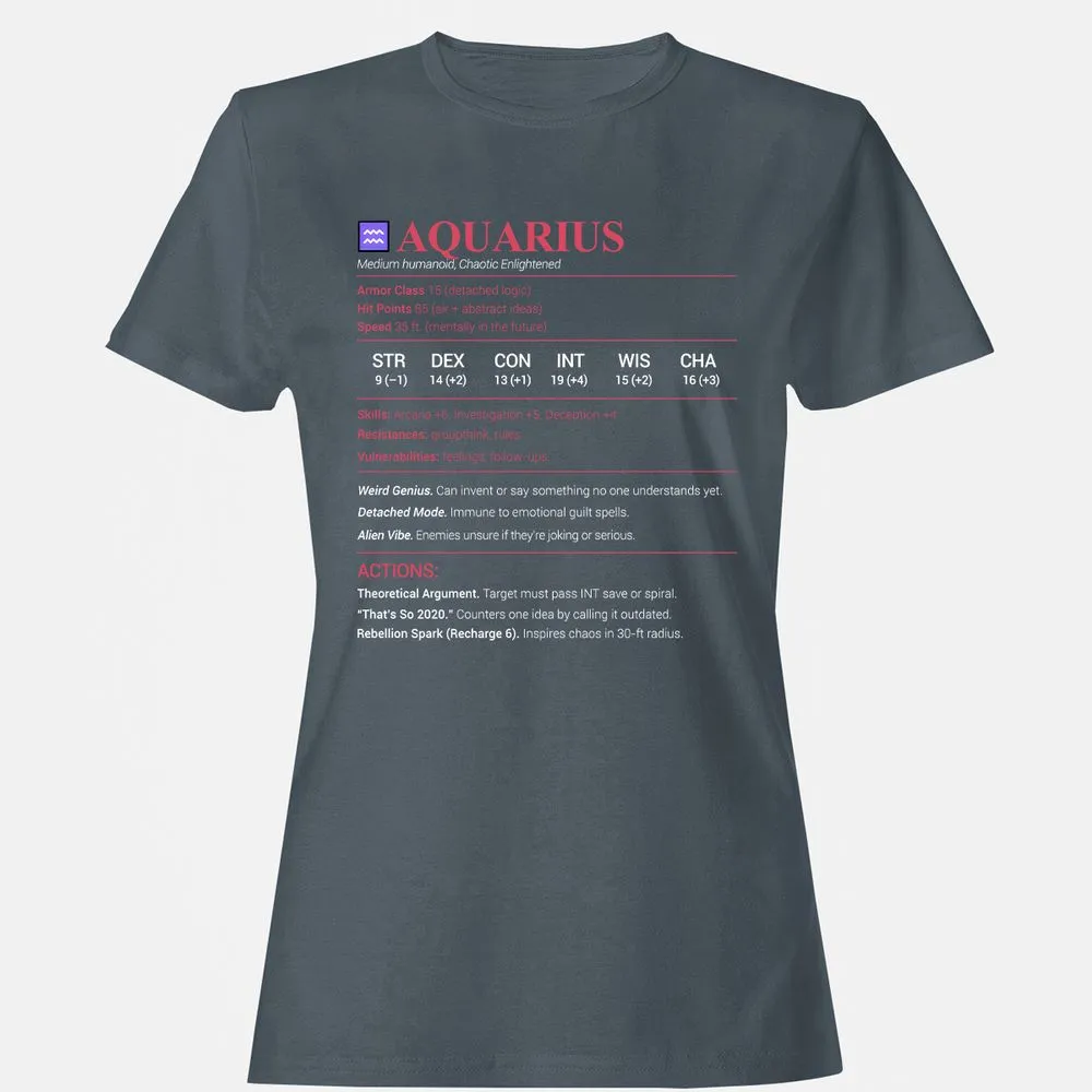 Aquarius Stats Women's T-Shirt - Charcoal - 3
