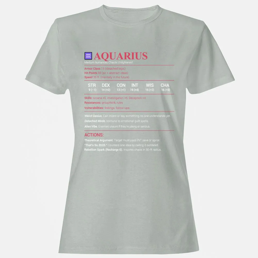 Aquarius Stats Women's T-Shirt - Ash - 2