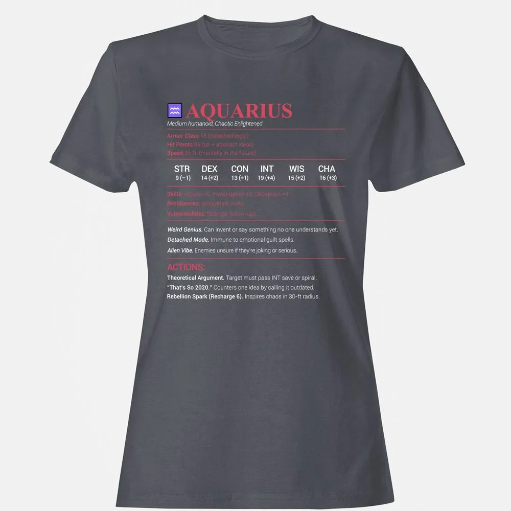 Aquarius Stats Women's T-Shirt - Dark Heather - 5
