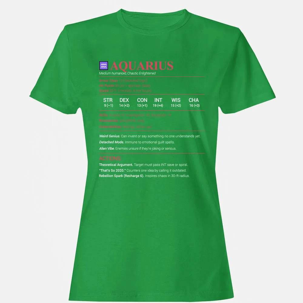 Aquarius Stats Women's T-Shirt - Irish Green - 7