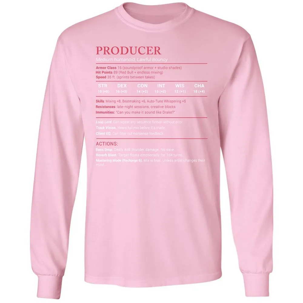Producer Stats Long Sleeve T-Shirt - Light Pink - 3