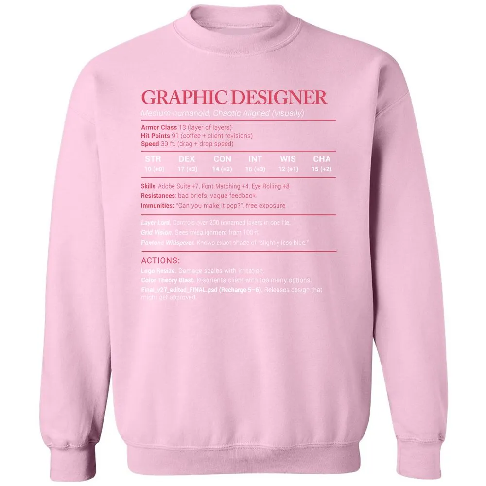 Graphic Designer Stats Classic Unisex Sweatshirt - Light Pink - 3