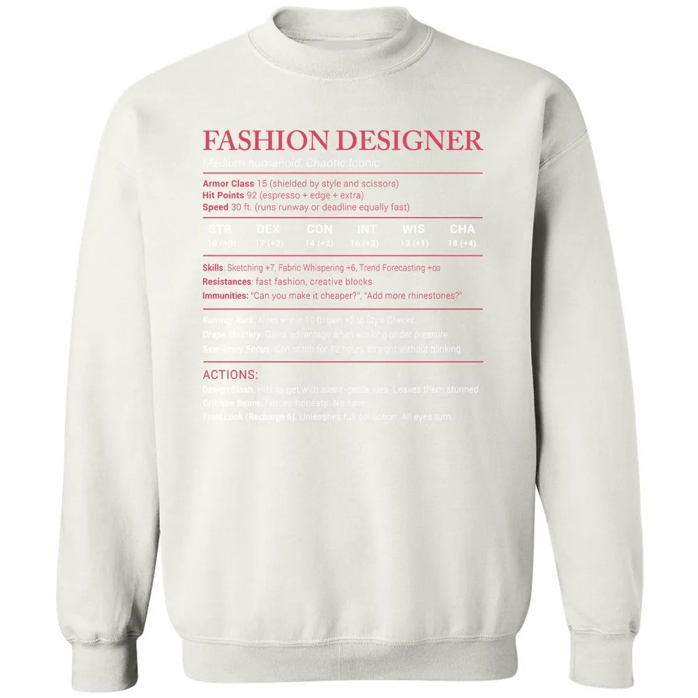 Fashion Designer Stats Classic Unisex Sweatshirt - White - 12