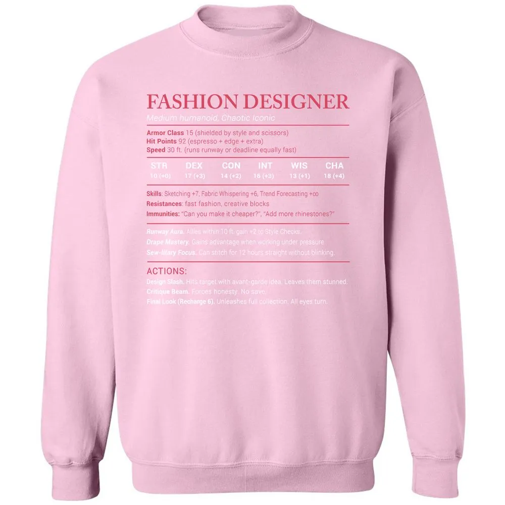 Fashion Designer Stats Classic Unisex Sweatshirt - Light Pink - 3