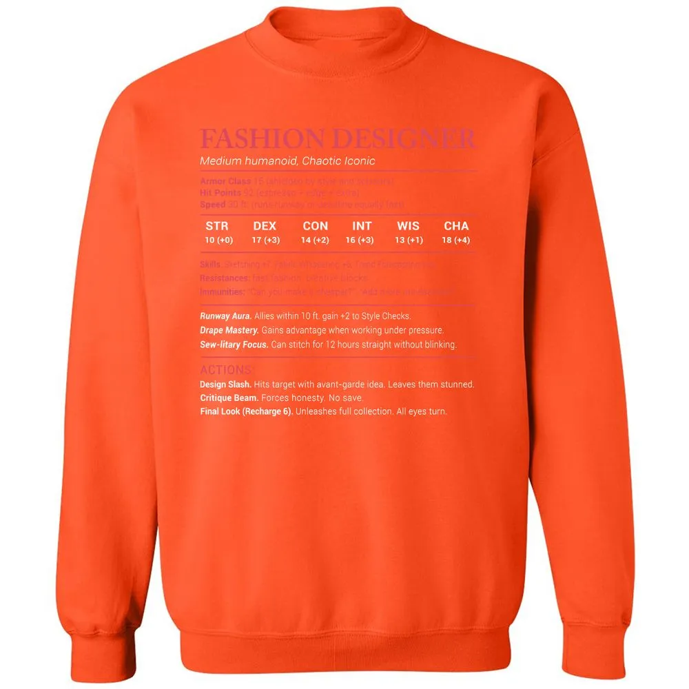 Fashion Designer Stats Classic Unisex Sweatshirt - Orange - 10
