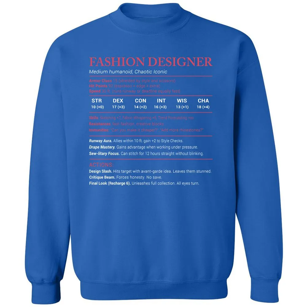 Fashion Designer Stats Classic Unisex Sweatshirt - Royal - 9
