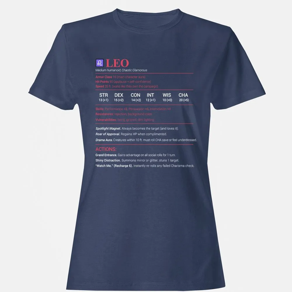 Leo Stats Women's T-Shirt - Navy - 10