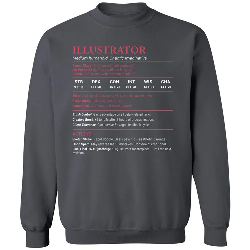 Illustrator Stats Classic Unisex Sweatshirt - Charcoal - 7