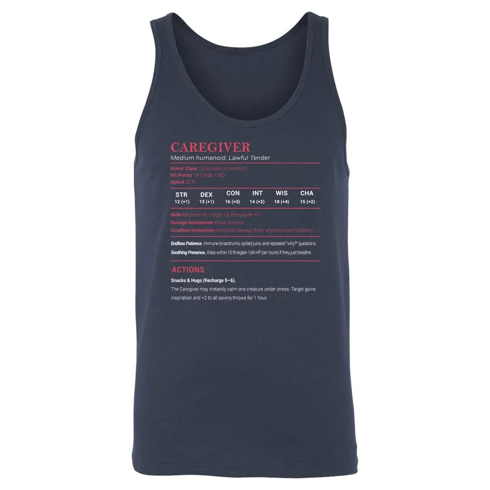 Caregiver Stats Unisex Jersey Tank - Navy - 2