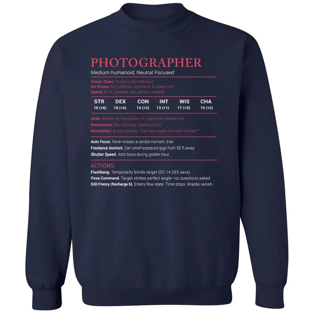 Photographer Stats Classic Unisex Sweatshirt - Navy - 2