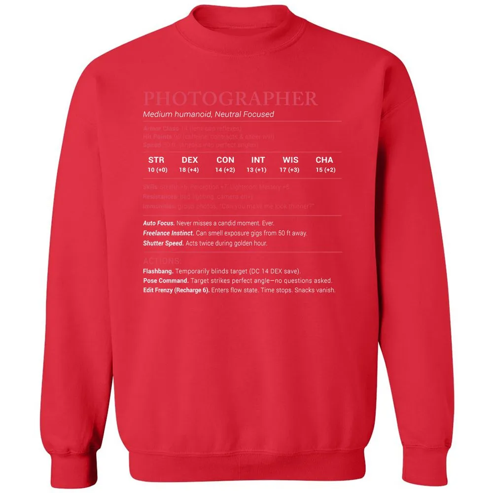Photographer Stats Classic Unisex Sweatshirt - Red - 5