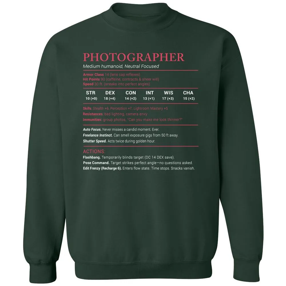 Photographer Stats Classic Unisex Sweatshirt - Forest Green - 4