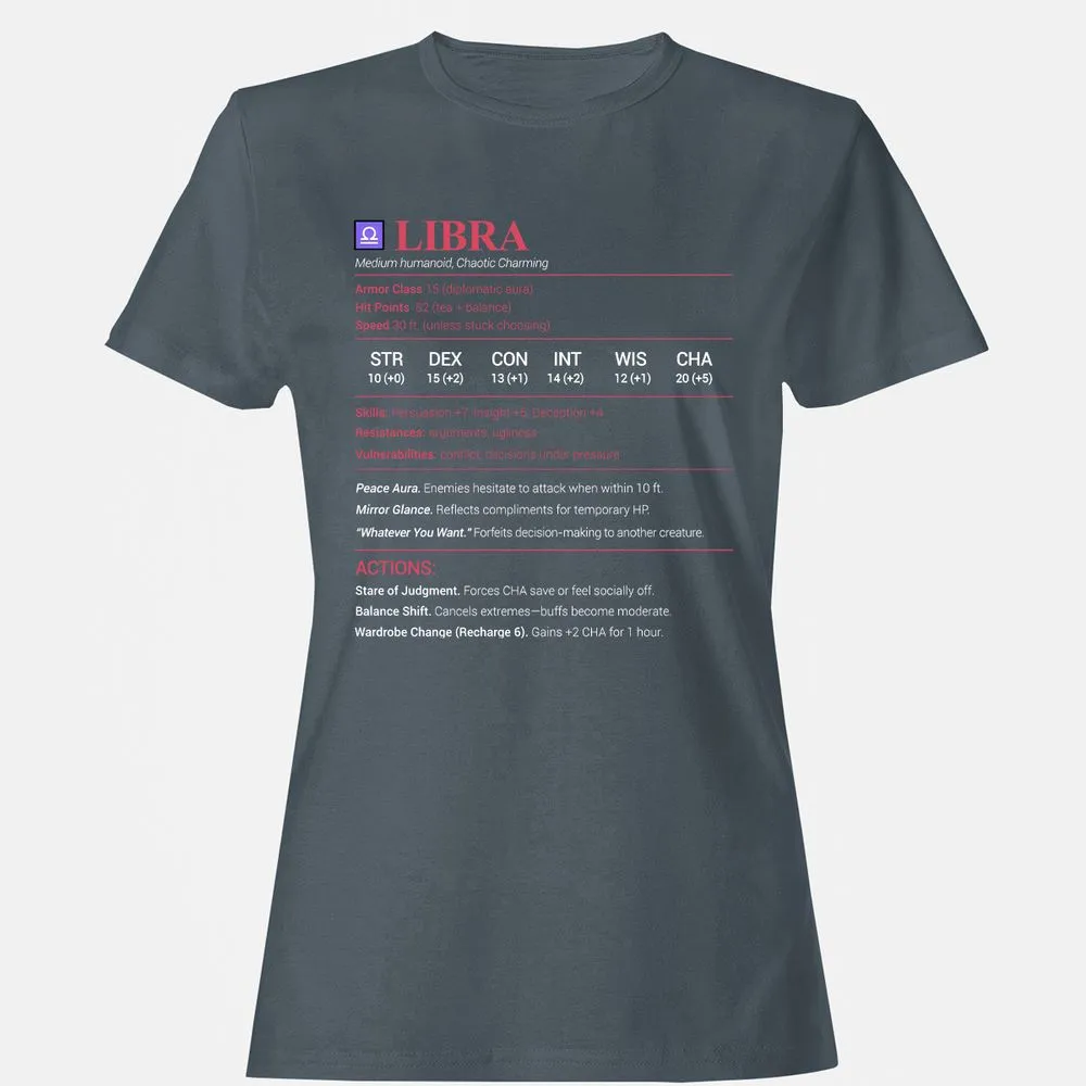 Libra Stats Women's T-Shirt - Charcoal - 3