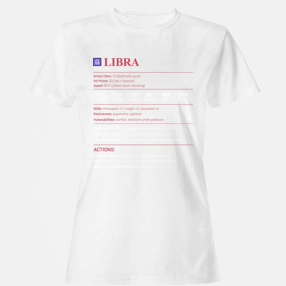 Libra Stats Women's T-Shirt - White - 16