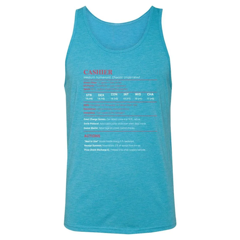 Cashier Stats Unisex Jersey Tank - Aqua Triblend - 3