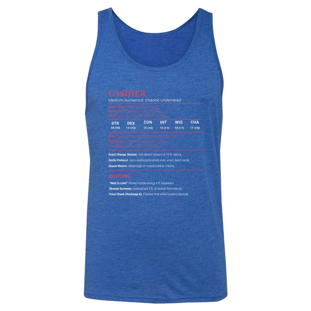 Cashier Stats Unisex Jersey Tank - True Royal Triblend - 12