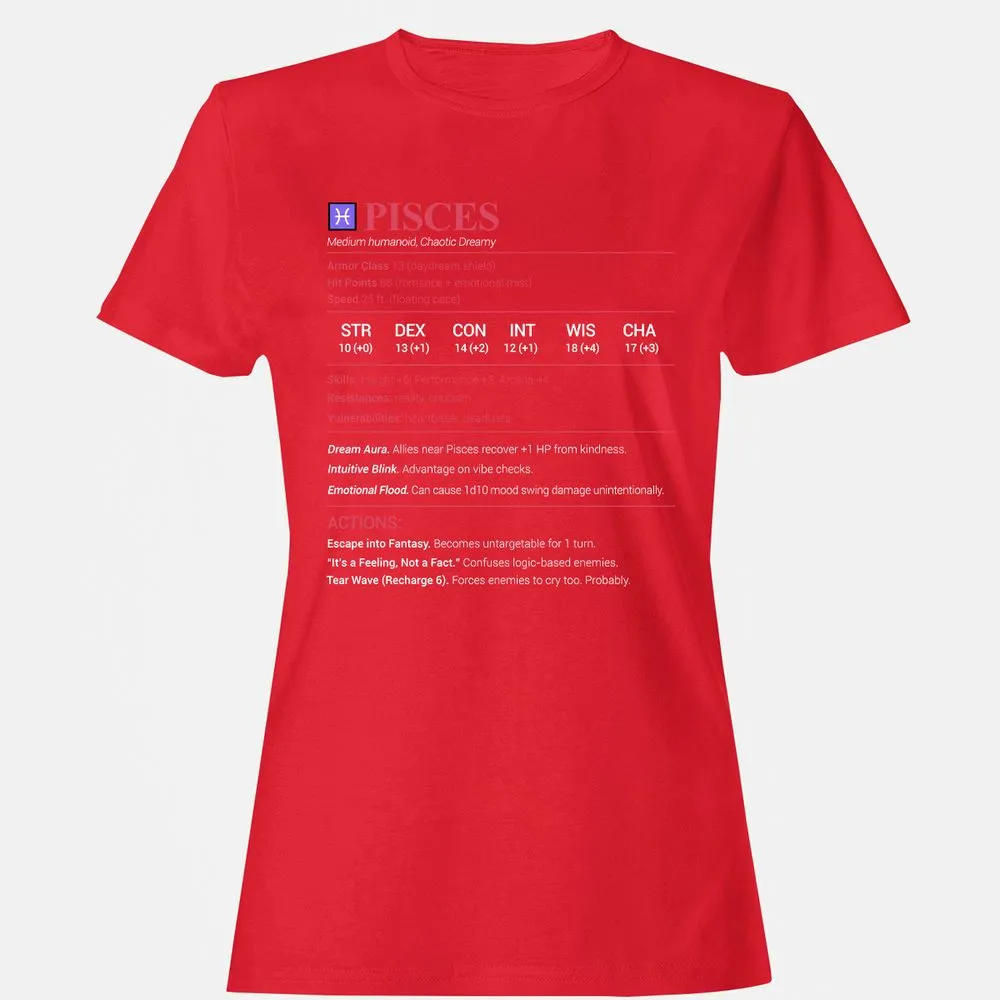 Pisces Stats Women's T-Shirt - Red - 13