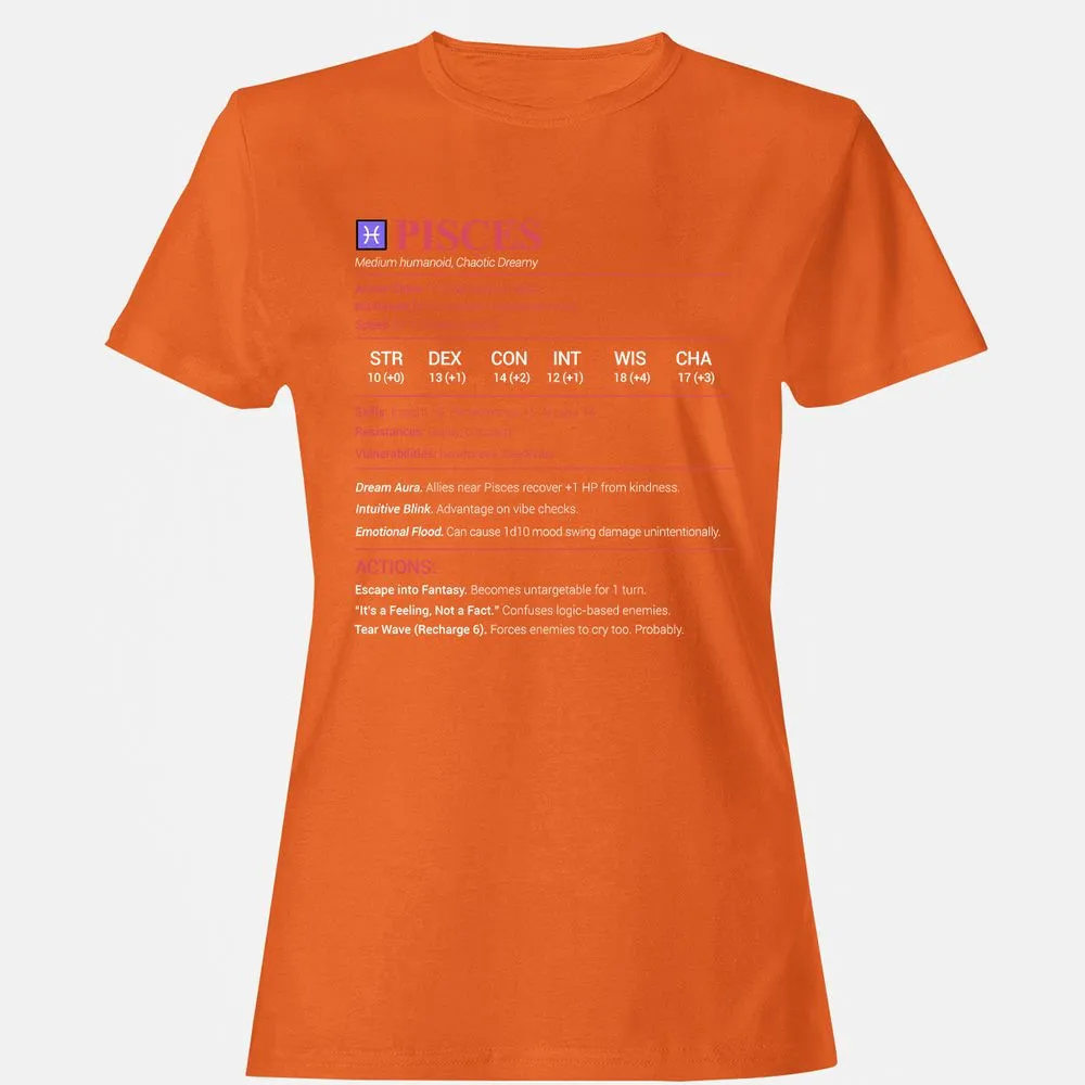 Pisces Stats Women's T-Shirt - Orange - 11