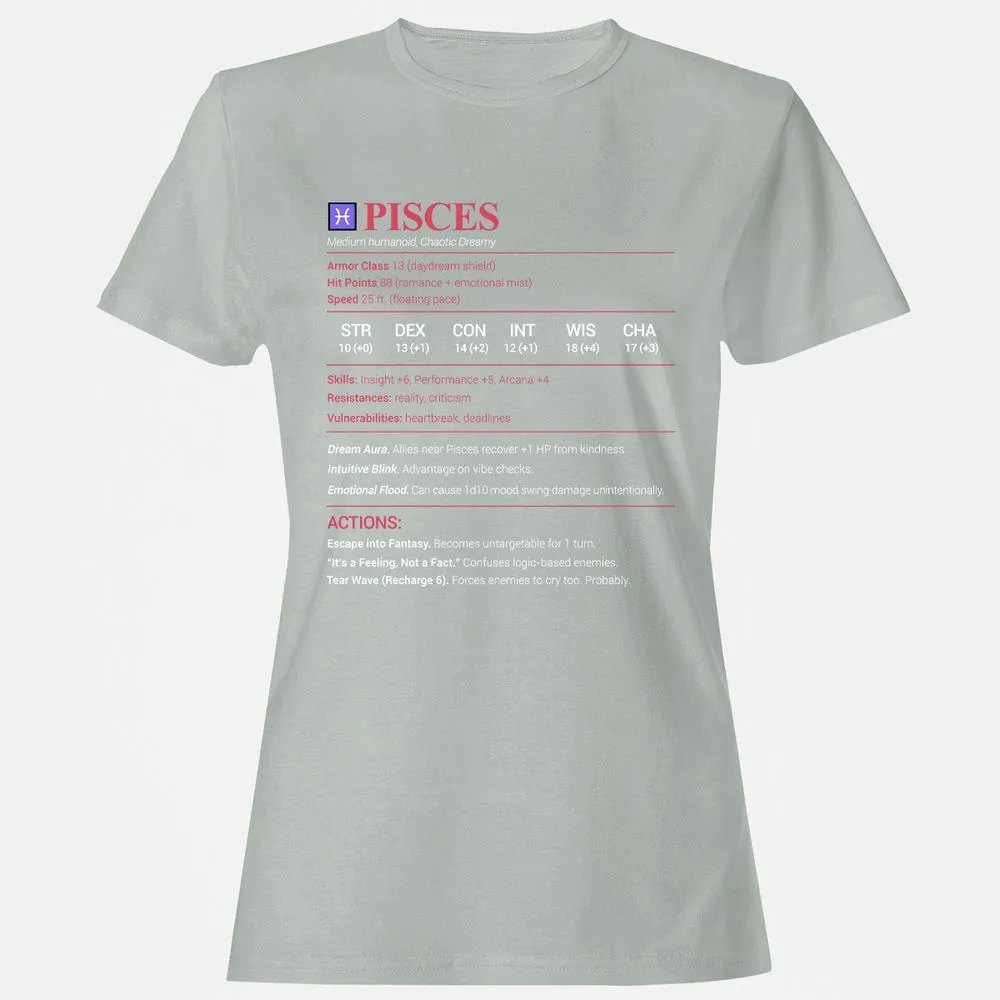 Pisces Stats Women's T-Shirt - Ash - 2