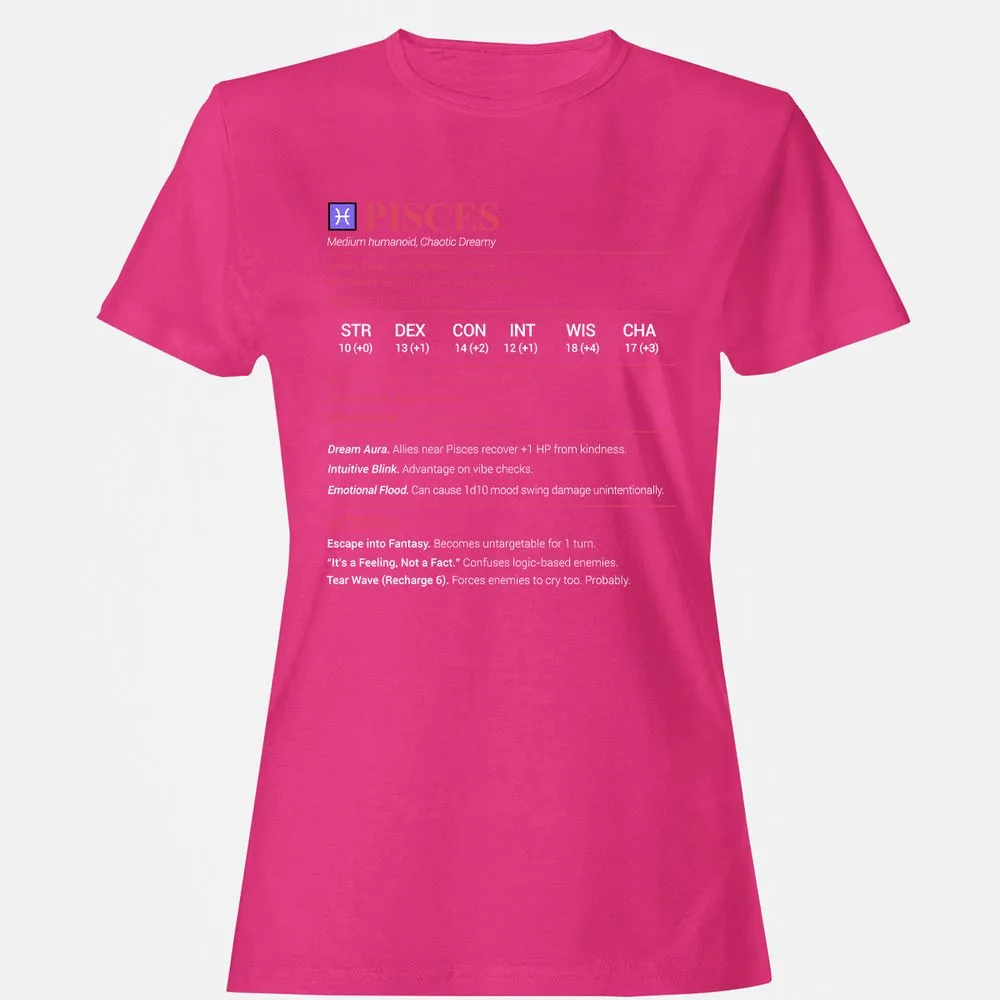 Pisces Stats Women's T-Shirt - Heliconia - 6