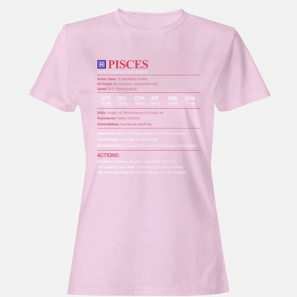 Pisces Stats Women's T-Shirt - Light Pink - 9