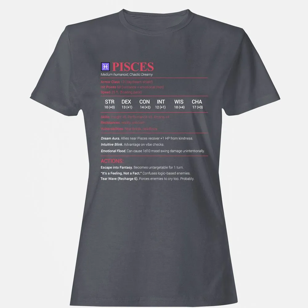 Pisces Stats Women's T-Shirt - Dark Heather - 5