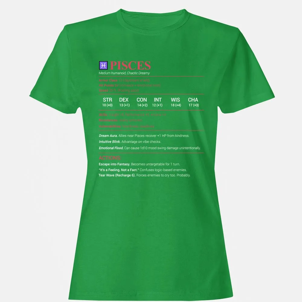 Pisces Stats Women's T-Shirt - Irish Green - 7