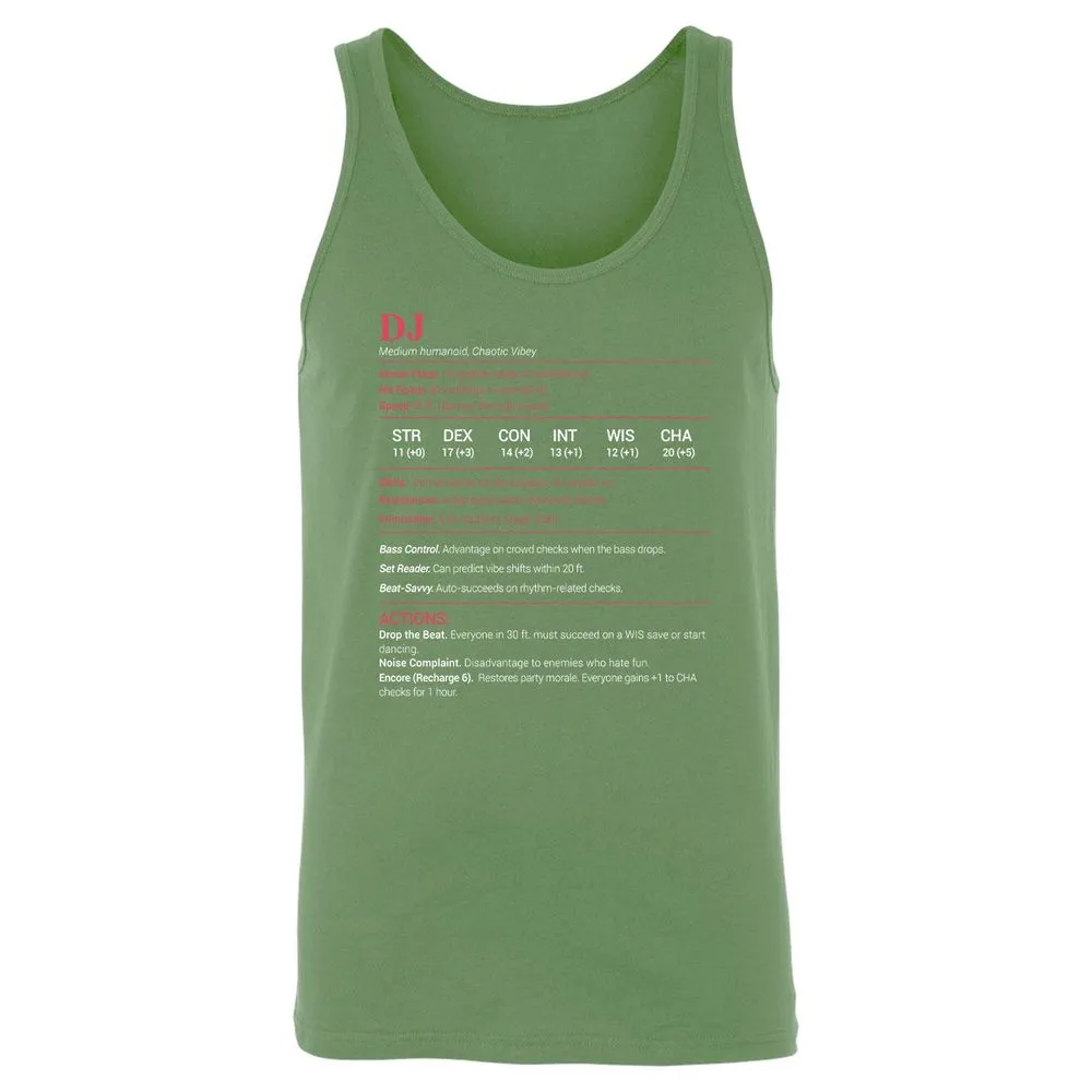 DJ Stats Unisex Jersey Tank - Leaf - 10